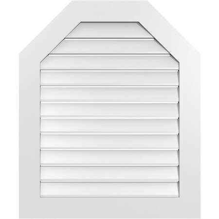 Ekena Millwork Octagonal Top Surface Mount PVC Gable Vent: Functional, w/ 3-1/2"W x 1"P Standard Frame, 30"W x 36"H GVPOT30X3601SF